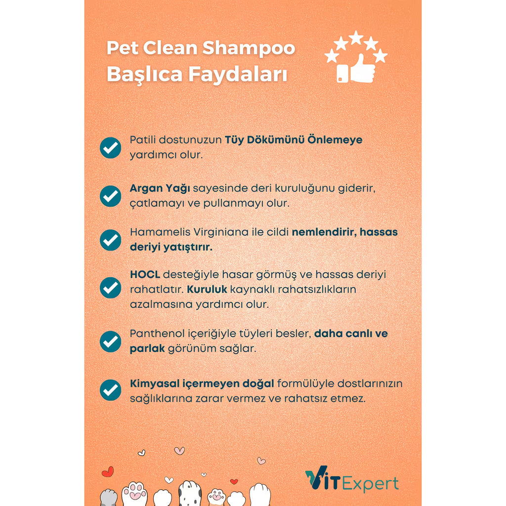Pet Clean Tüy Döküm Önleyici Evcil Hayvan Şampuanı