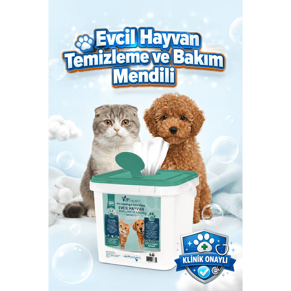 Evcil Hayvan Pati Tüy Kulak Göz Temizleme Ve Bakım Kedi Köpek Islak Mendil 250 Adet