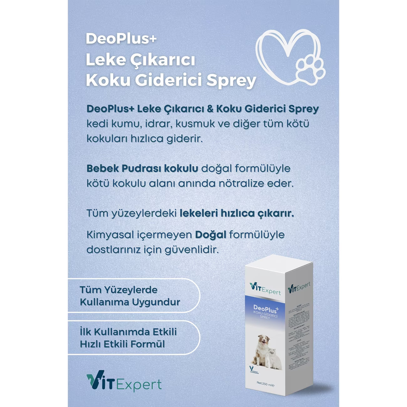 DeoPlus Bebek Pudrası Kokulu Köpek İdrar Tuvalet Çişi Koku Giderici Leke Çıkarıcı Çok Amaçlı Sprey