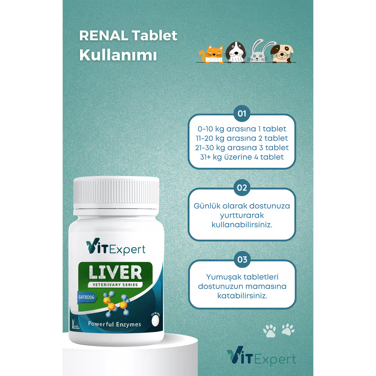Kedi Ve Köpek İçin Powerful Enzymes Liver Tablet 60 Adet