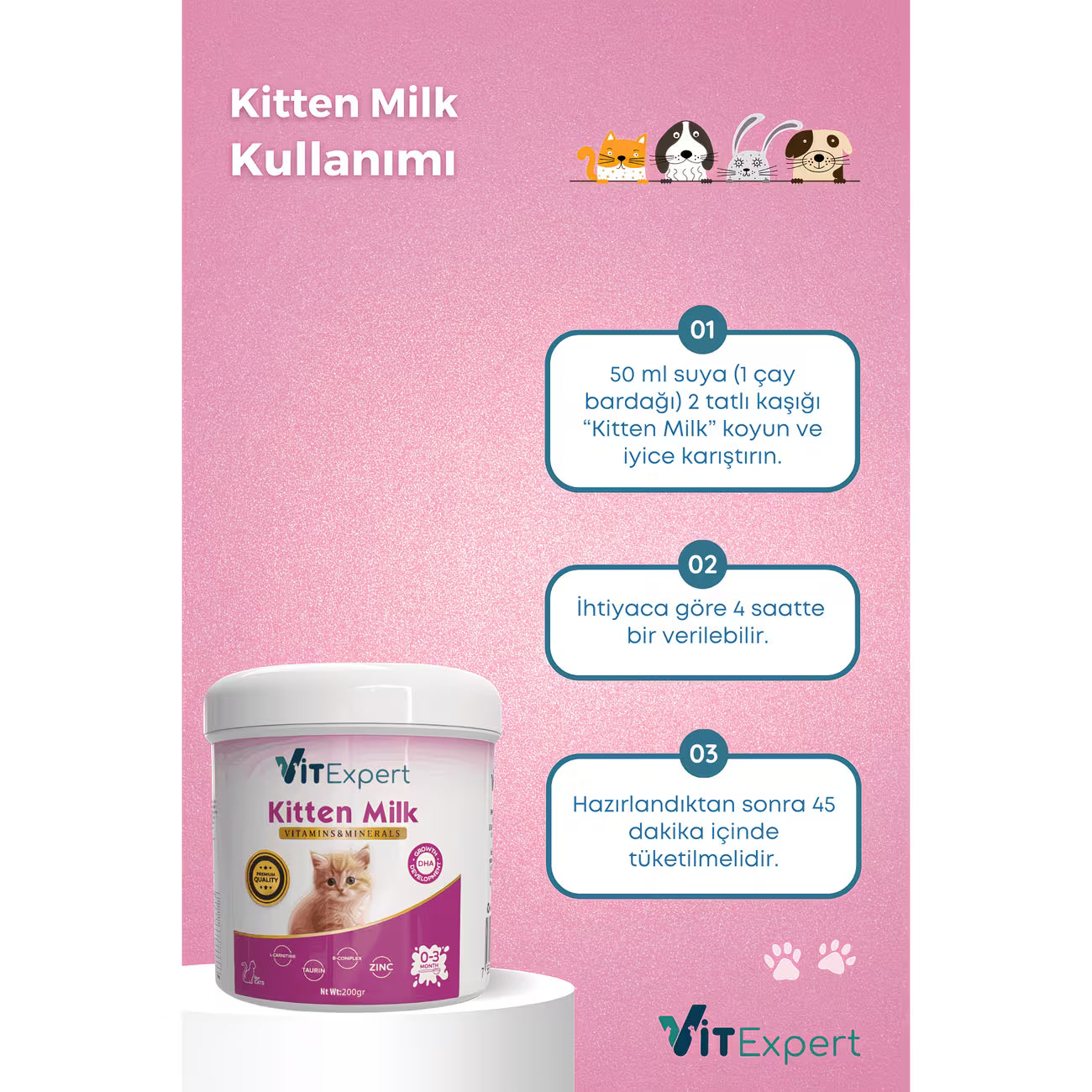 Kitten Milk Powder Yavru Kedi Süt Tozu 200 Gr