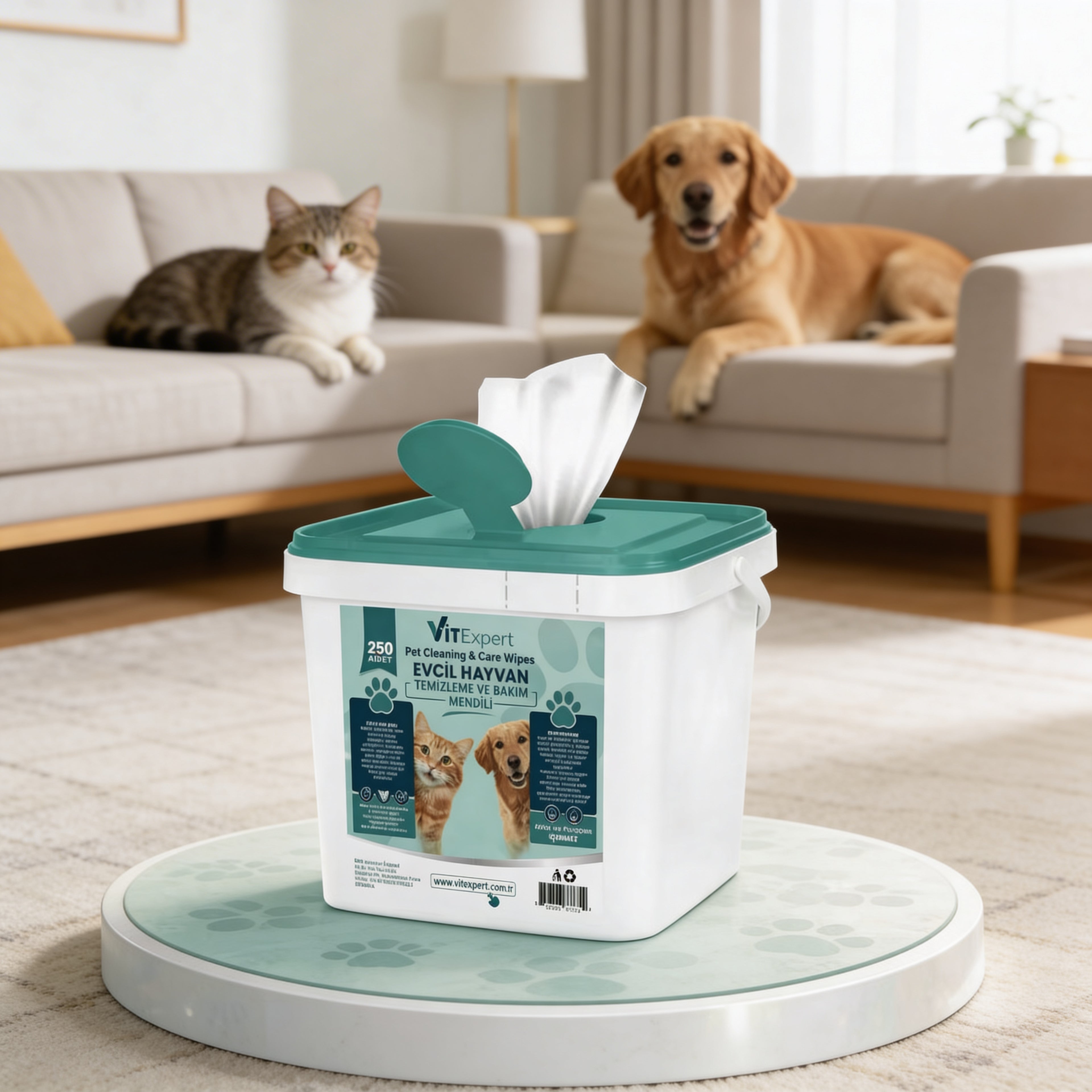 Evcil Hayvan Pati Tüy Kulak Göz Temizleme Ve Bakım Kedi Köpek Islak Mendil 250 Adet